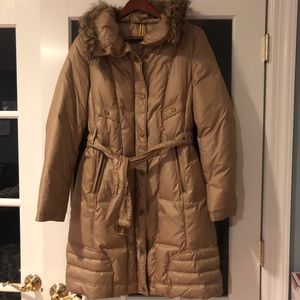 Tannish brown Andrew Marc belted  3 quarter jacket